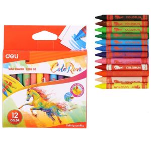 Deli 12-Piece Wax Crayon Multicolour