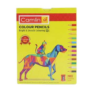 Camlin Colour Pencil Pack of 12 Assorted Half Size Hexa Pencils with Sharpener