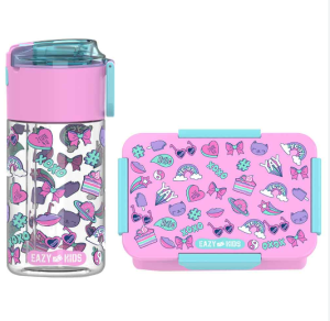 Easy Kids Lunch Box and Tritan Water Bottle Set with Snack Box, Generation Z - Pink, 450ml