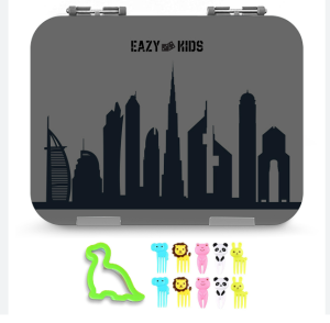 Eazy Kids 6 & 4 Convertible Bento Lunch Box-Skyline Grey