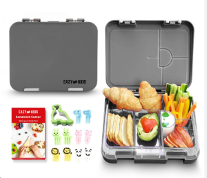 Eazy Kids 6 & 4 Convertible Bento Lunch Box-Grey