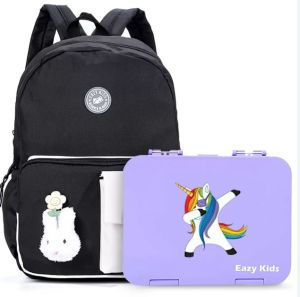 Eazy Kids Vogue School Bag wt Bento Lunch Box - Black